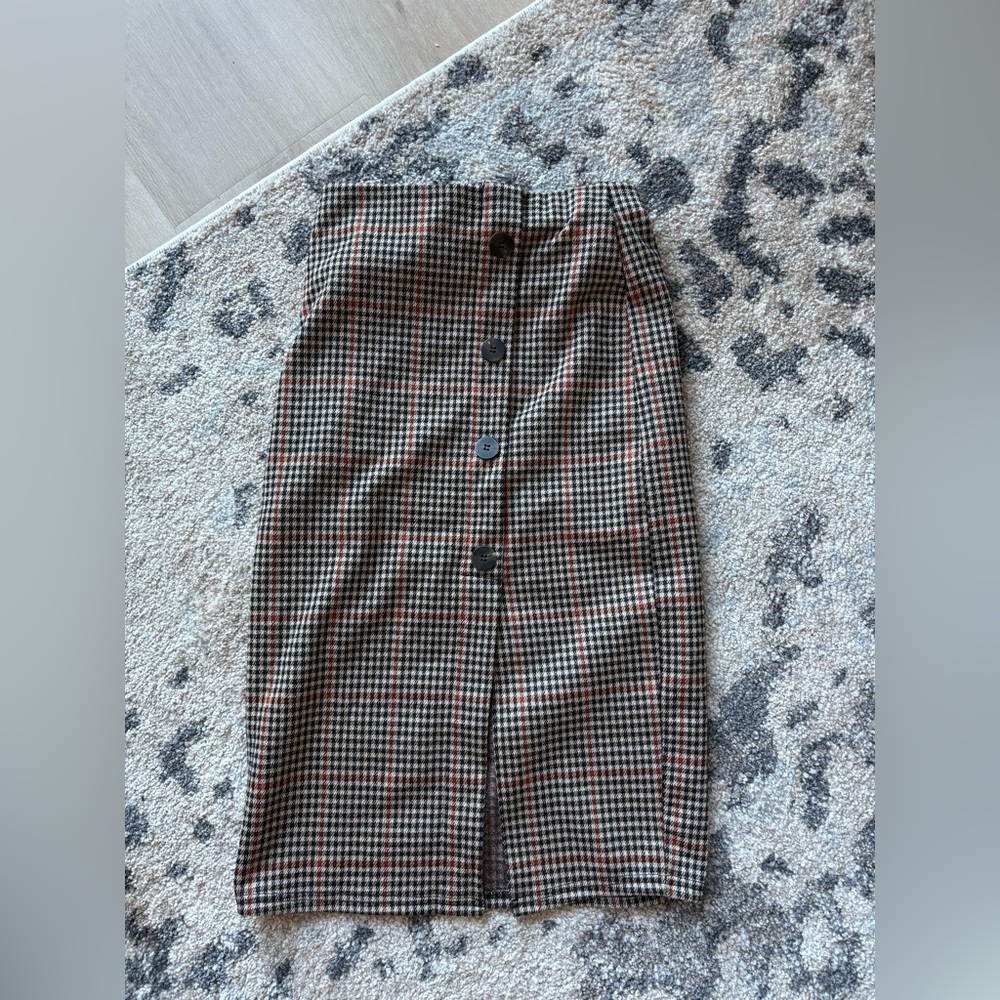 Brown and Black Knit Pencil Skirt